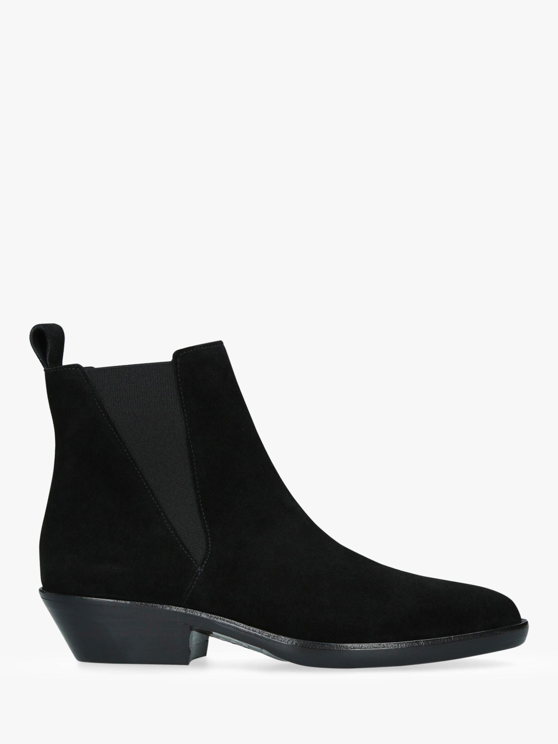 black suede pull on ankle boots
