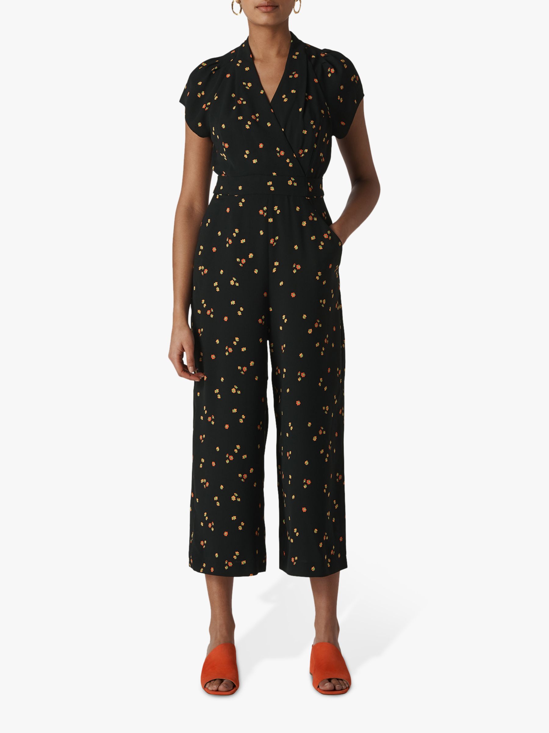 micro floral tie back jumpsuit