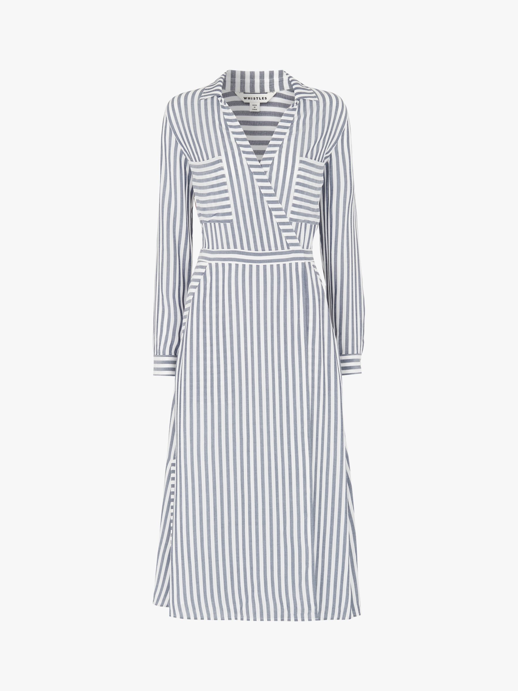 whistles stripe wrap shirt dress