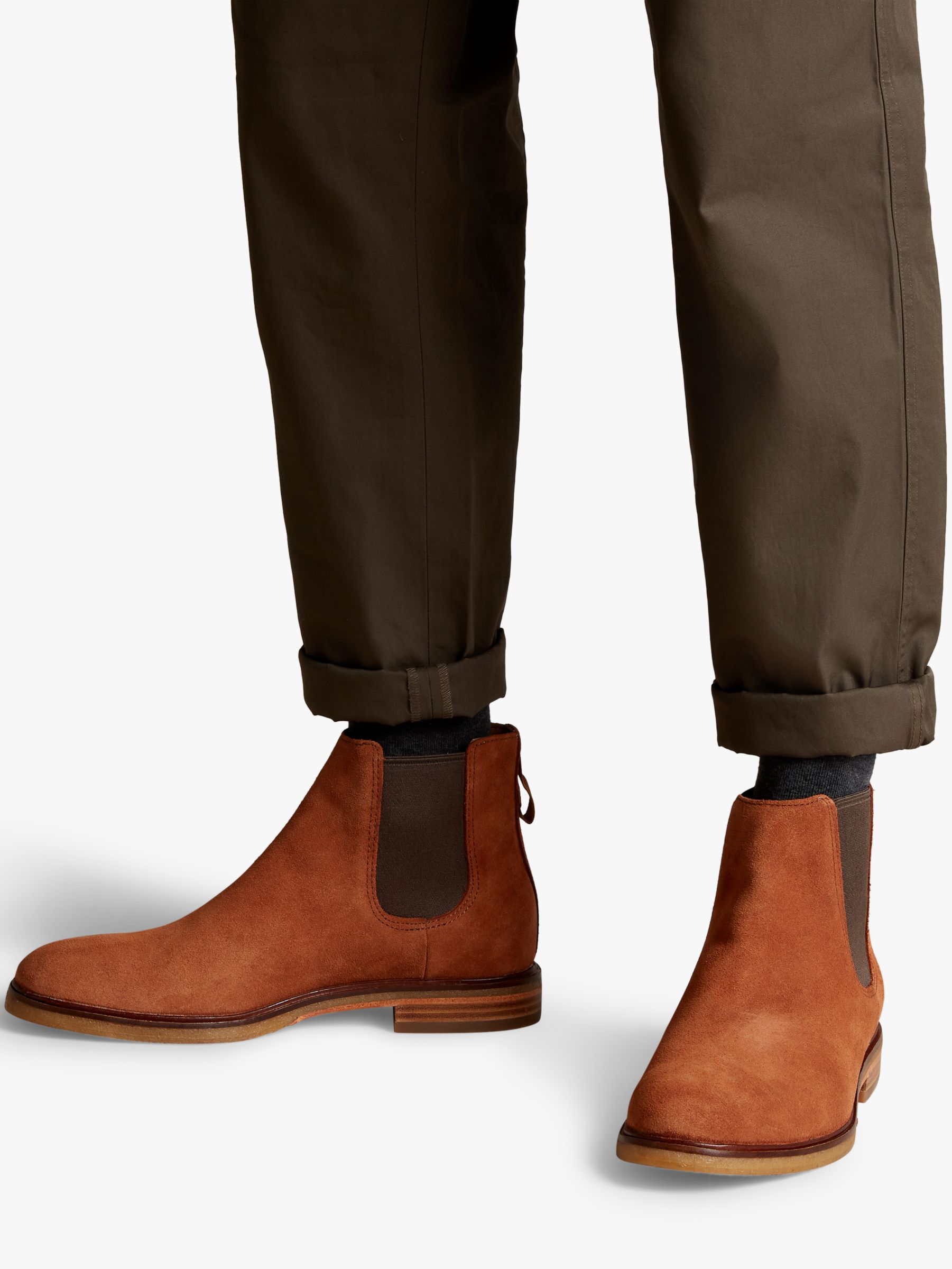 táctica personal Vacante Clarks Clarkdale Gobi Suede Chelsea Boots, Dark Tan at John Lewis & Partners