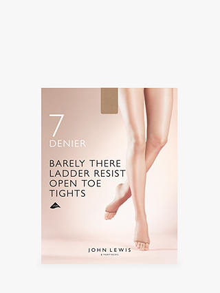 John Lewis 7 Denier Barely There Ladder Resist Open Toe Tights, Pack of 1
