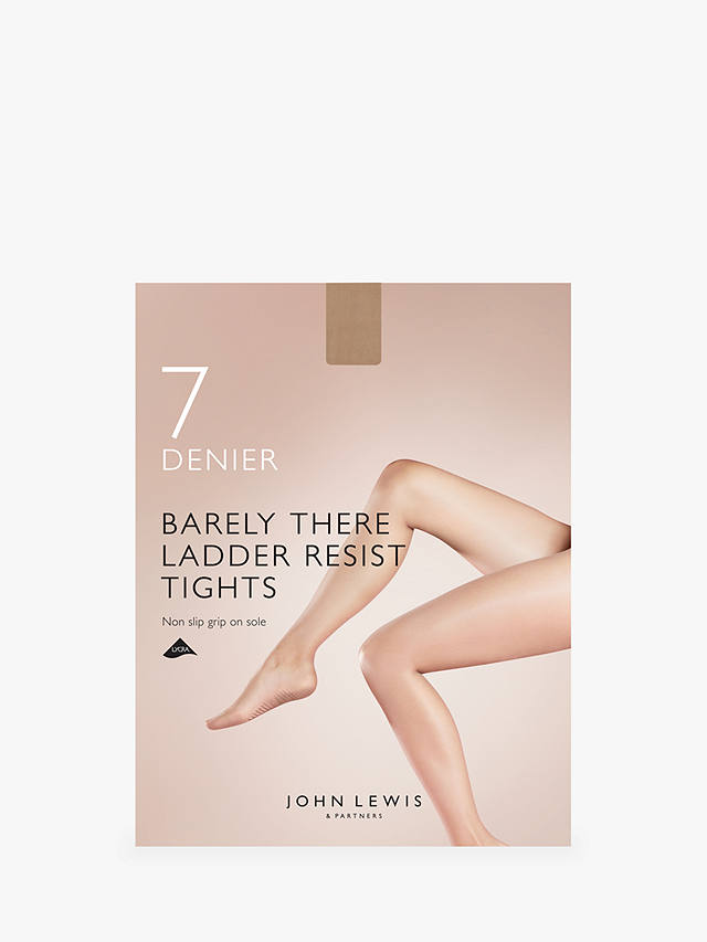 John Lewis 7 Denier Barely There Ladder Resist Non-Slip Tights, Pack of 1, Natural