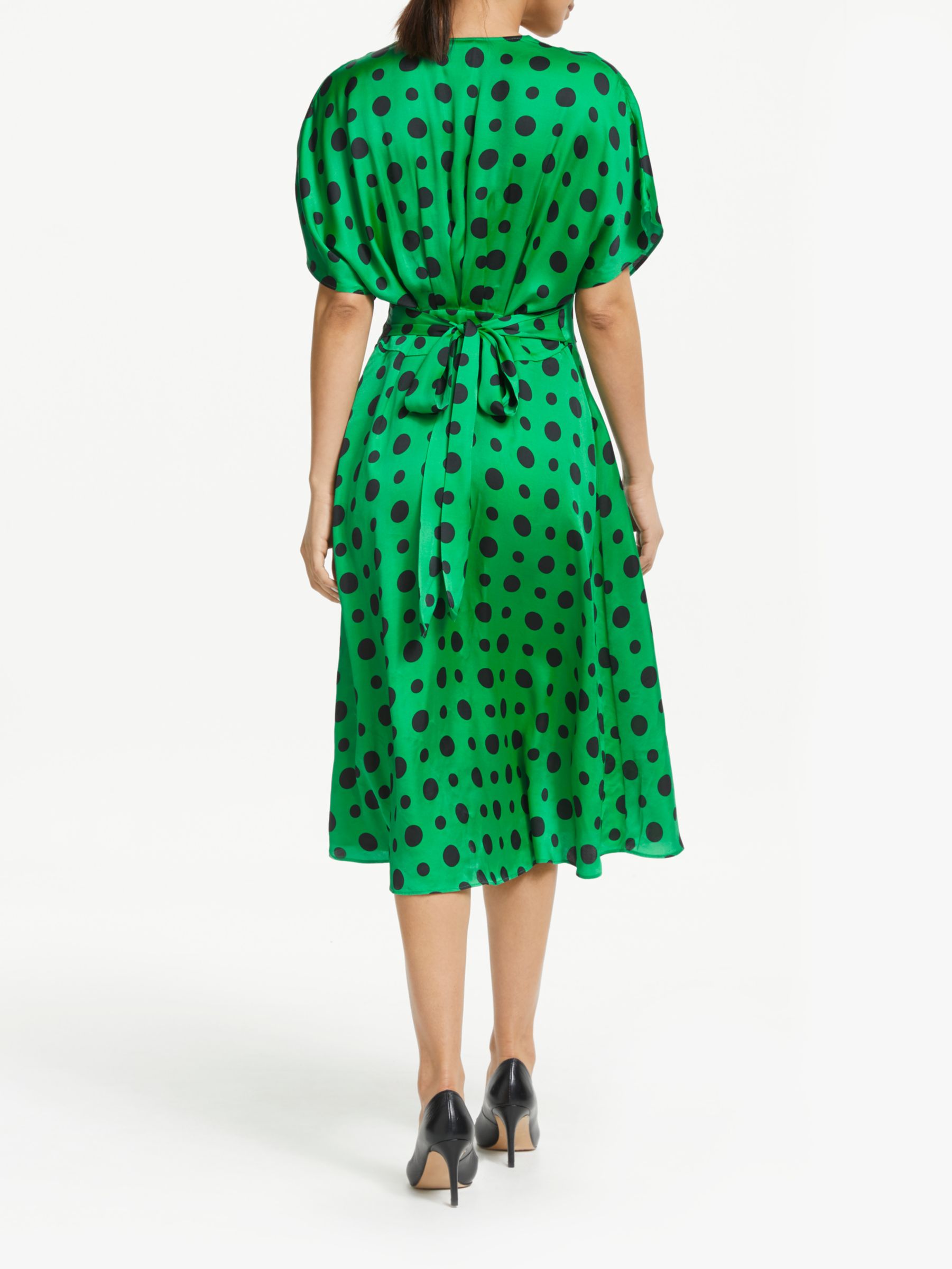 Winser London Satin Wrap Over Dress, Emerald/Black at John Lewis & Partners