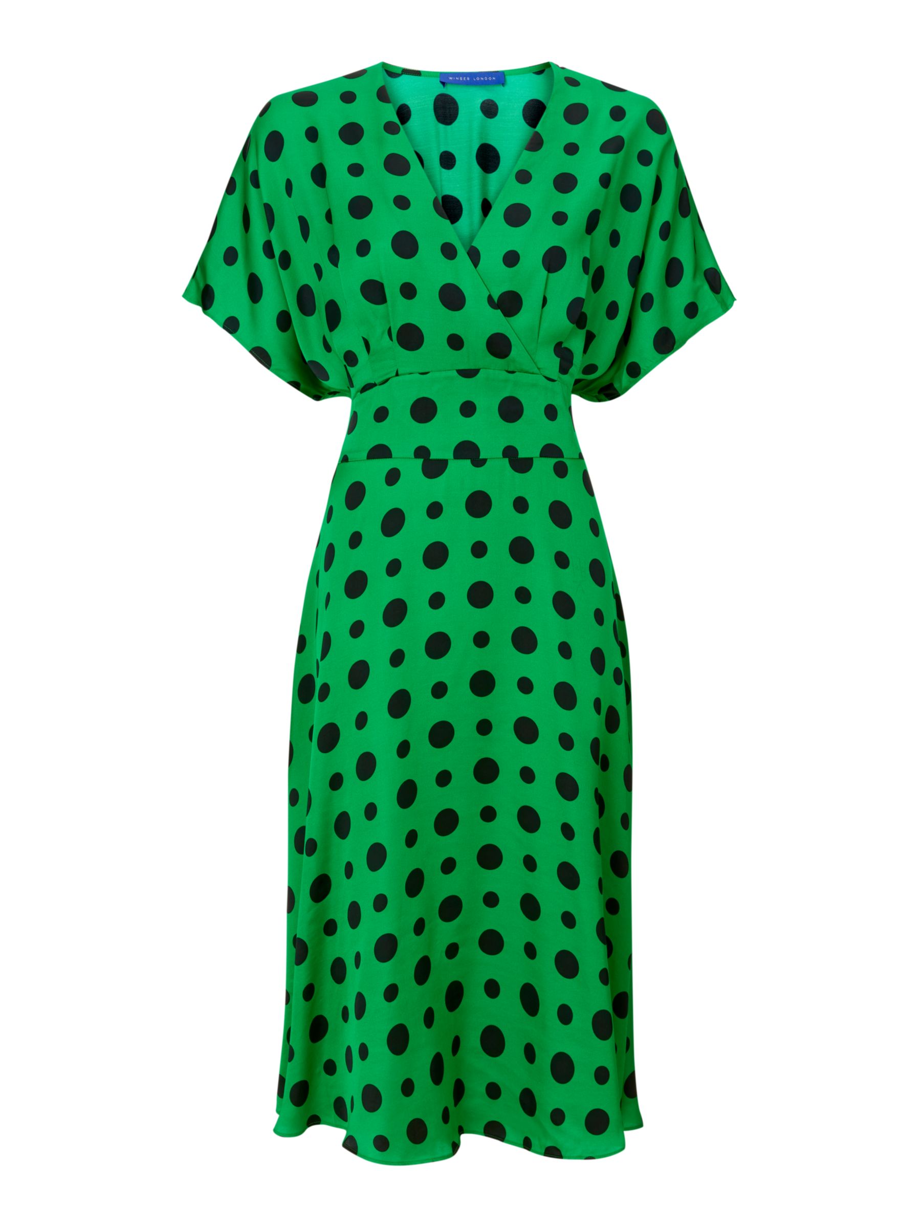 Buy Winser London Satin Wrap Over Dress, Emerald/Black Online at johnlewis.com