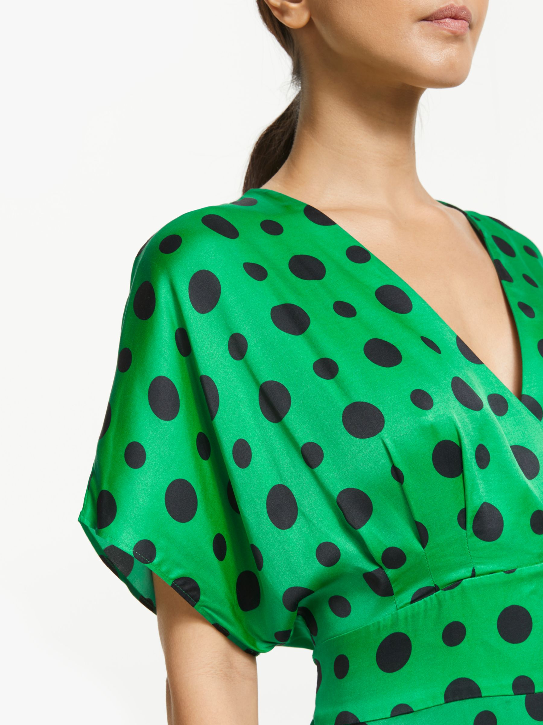 Buy Winser London Satin Wrap Over Dress, Emerald/Black Online at johnlewis.com