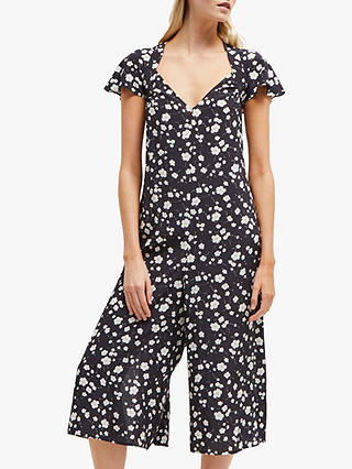 French Connection Charleena Floral Jumpsuit, Utility Blue/Multi