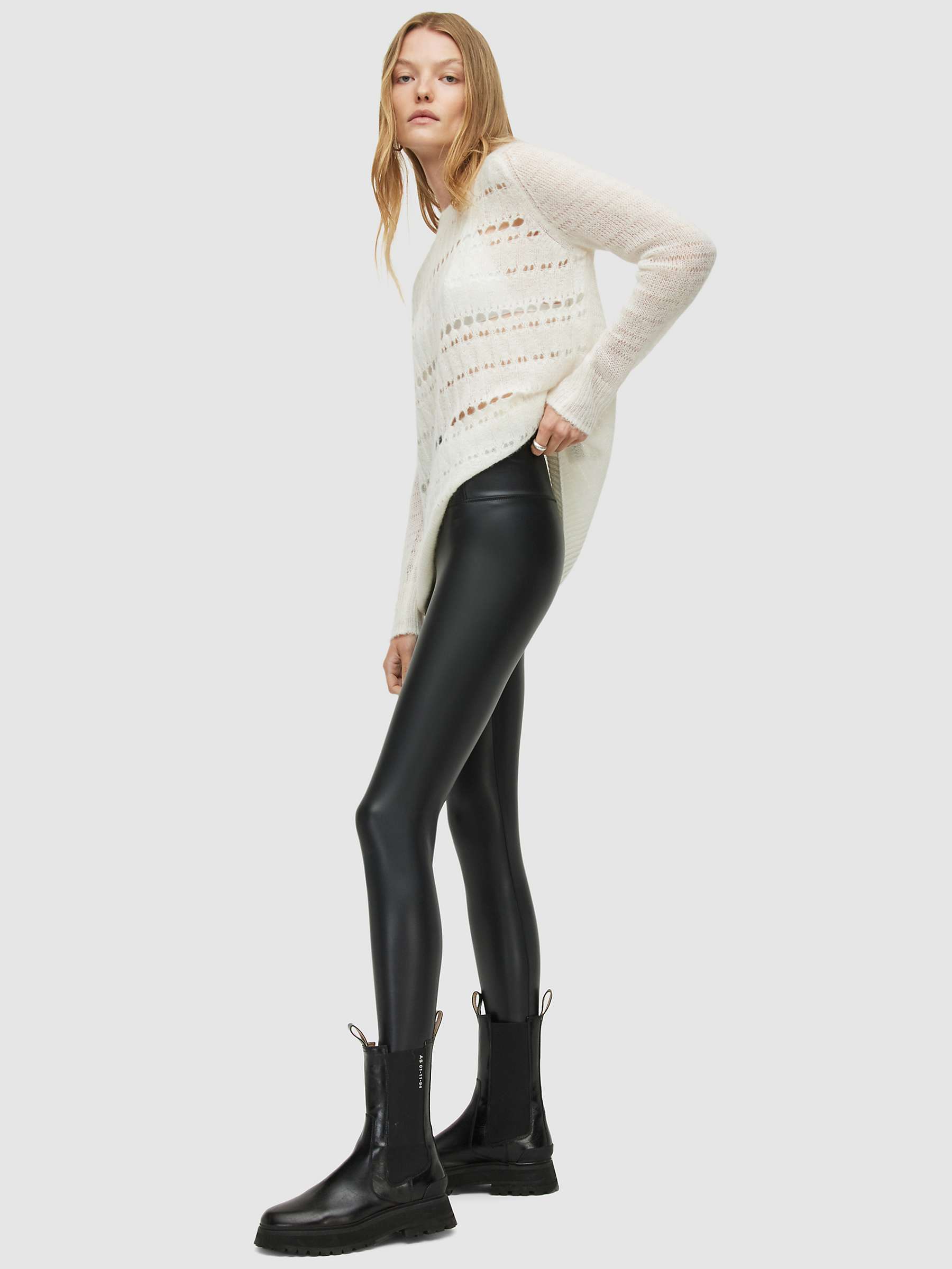 Buy AllSaints Cora Leather-Look Leggings, Black Online at johnlewis.com