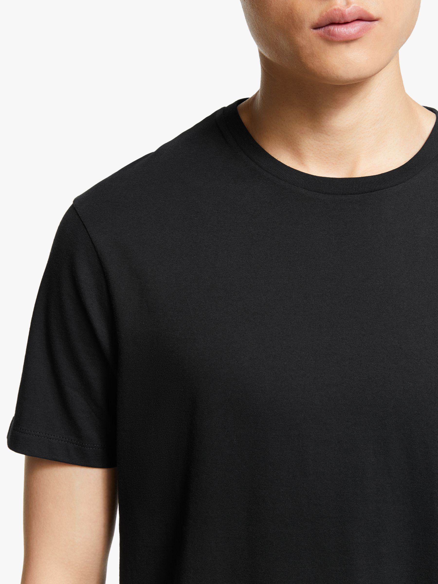 Kin Plain Crew Neck T-Shirt, Black at John Lewis & Partners