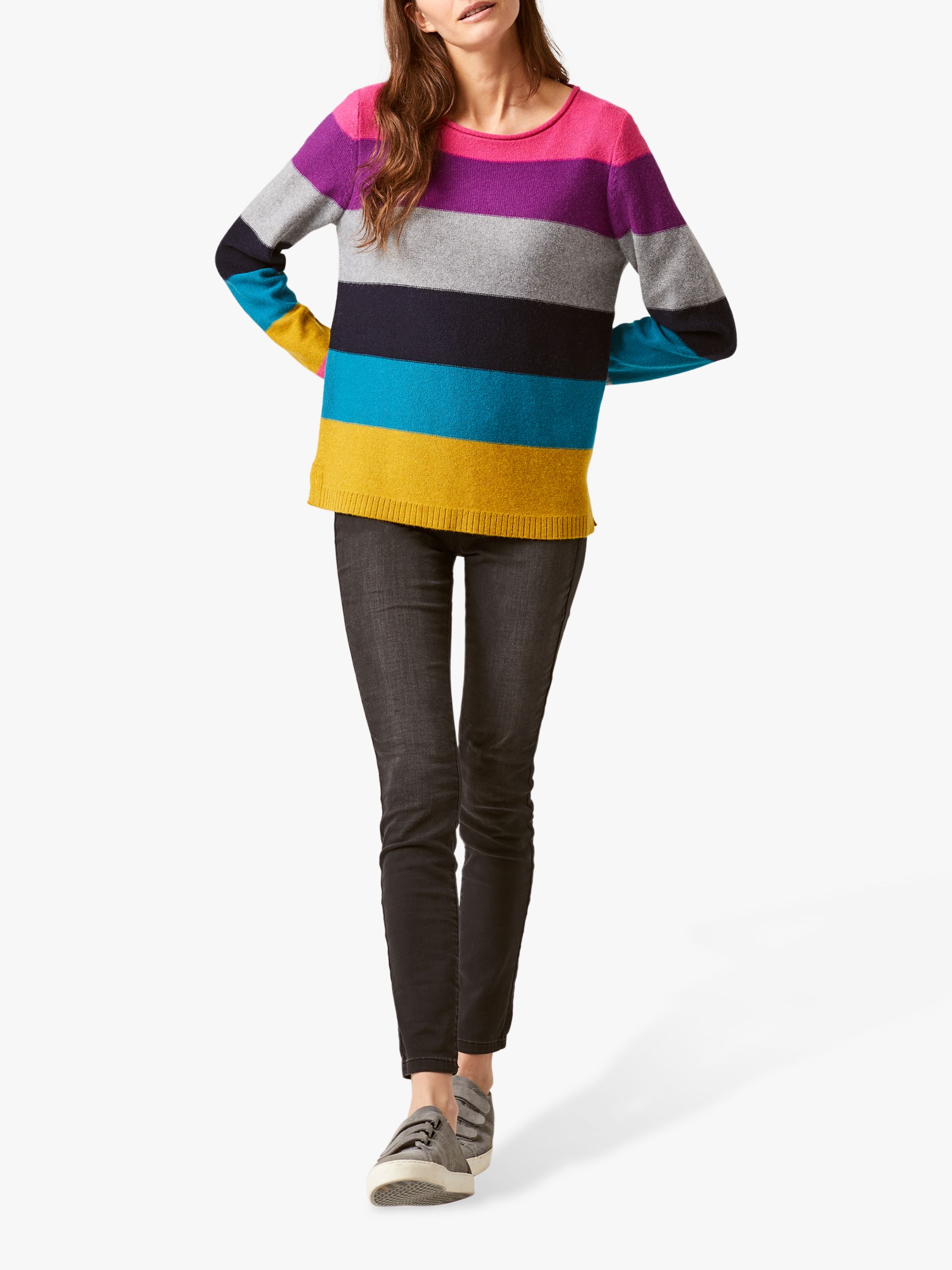 White Stuff Rainbow Stripe Jumper, Multi at John Lewis & Partners