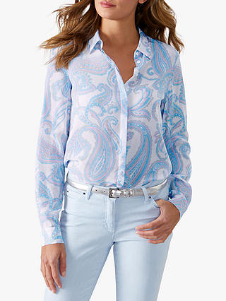 Pure Collection Relaxed Silk Blouse, Blue Paisley