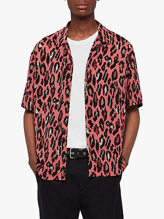 AllSaints Ocelot Leopard Print Shirt, Pink
