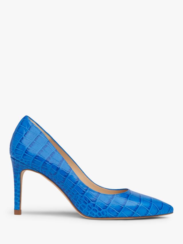 L.K.Bennett Floret Pointed Court Shoes, Blue Croc Leather, 3