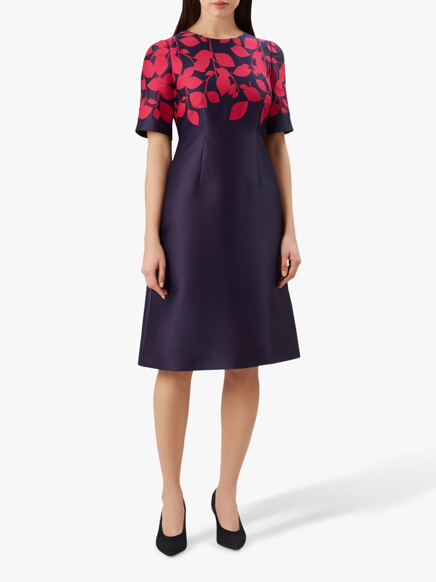 Hobbs Isabella Dress, Midnight Cerise at John Lewis & Partners