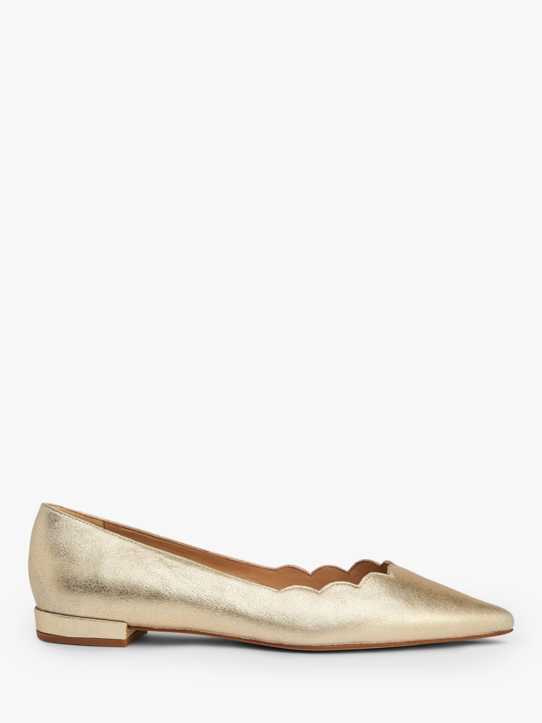 L.K.Bennett Justine Flat Court Shoes, Soft Gold Leather, 3