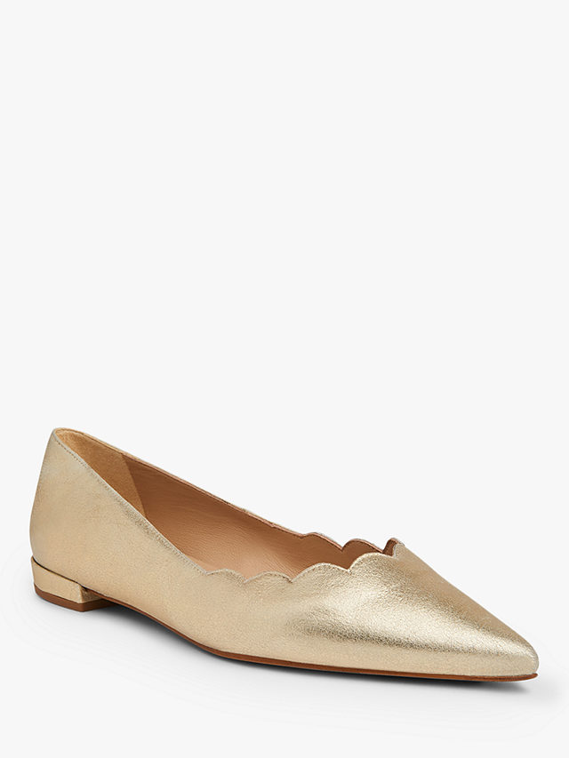 L.K.Bennett Justine Flat Court Shoes, Soft Gold Leather, 3