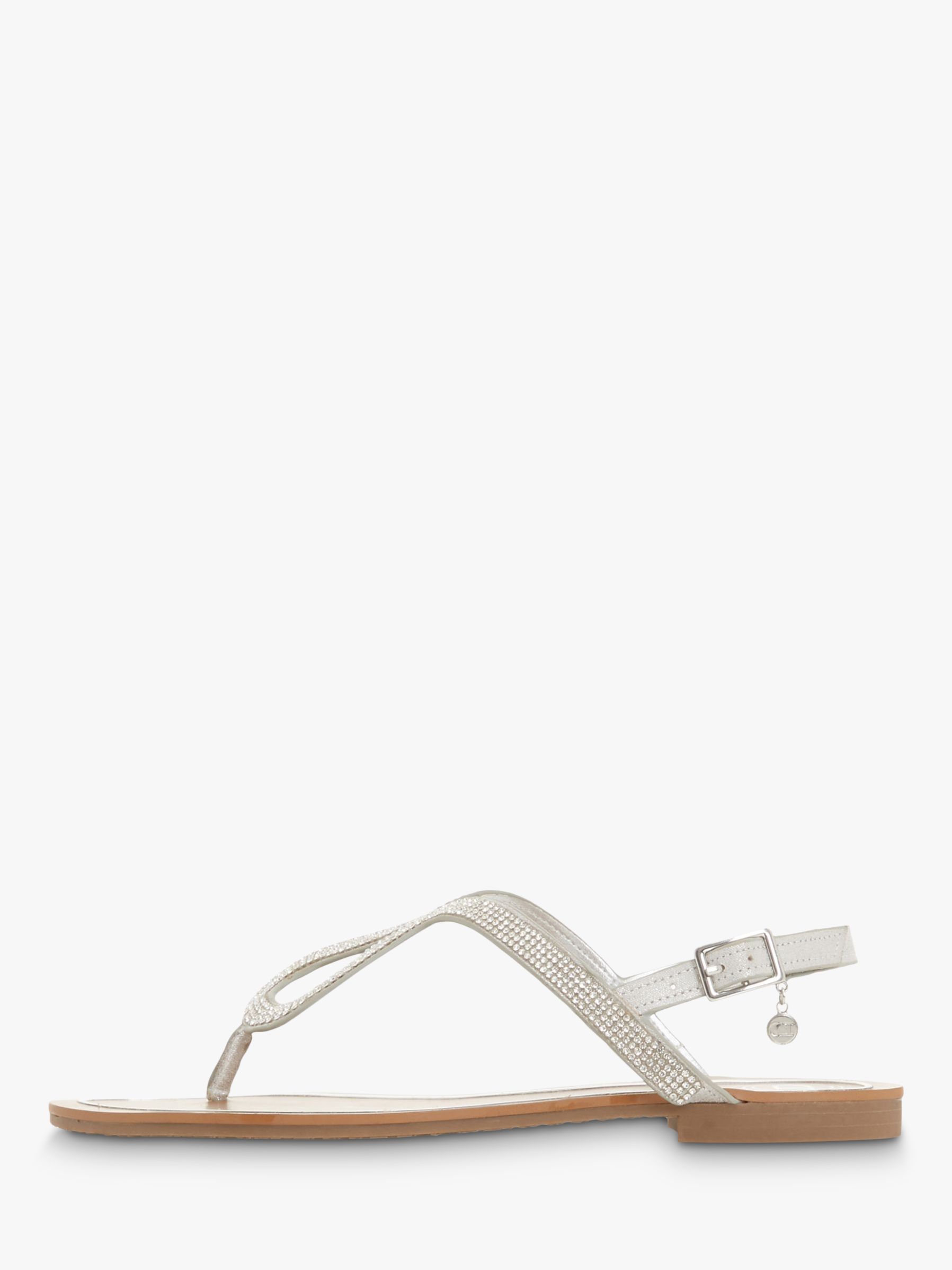 dune silver flat sandals