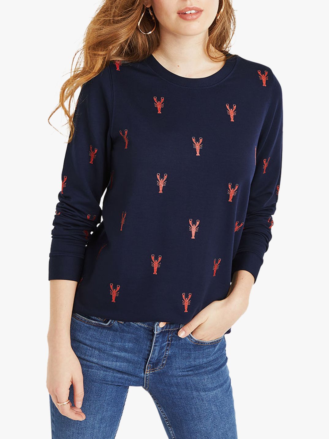 Ladies Navy Lobster Sweater, Women's Sweater