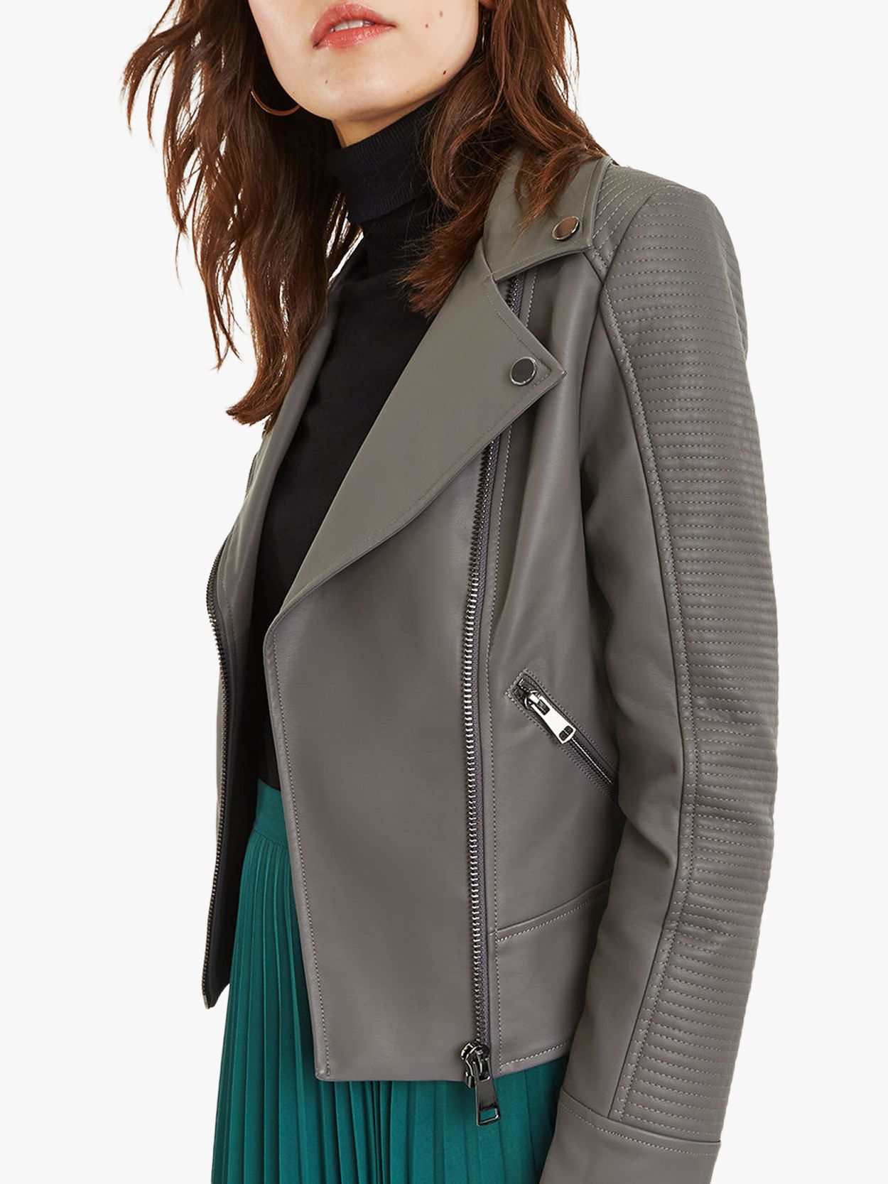 grey faux leather jacket