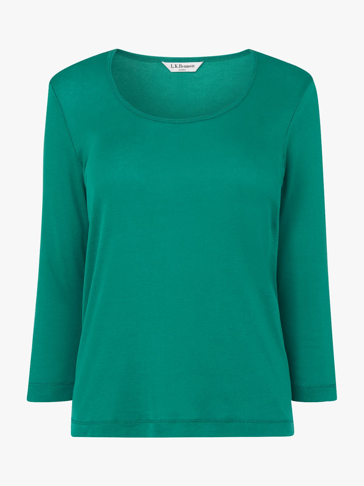 L.K.Bennett Jane Cotton Jersey Top, Green at John Lewis & Partners