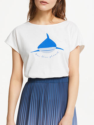 People Tree X BBC Earth Our Blue Planet Bull Shark T-Shirt, White