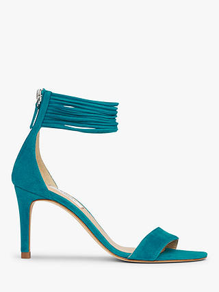 L.K.Bennett Tiffany Spaghetti Strap Stiletto Heel Sandals, Turquoise Leather