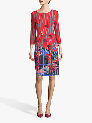 Betty Barclay Floral Jersey Dress, Red/Blue