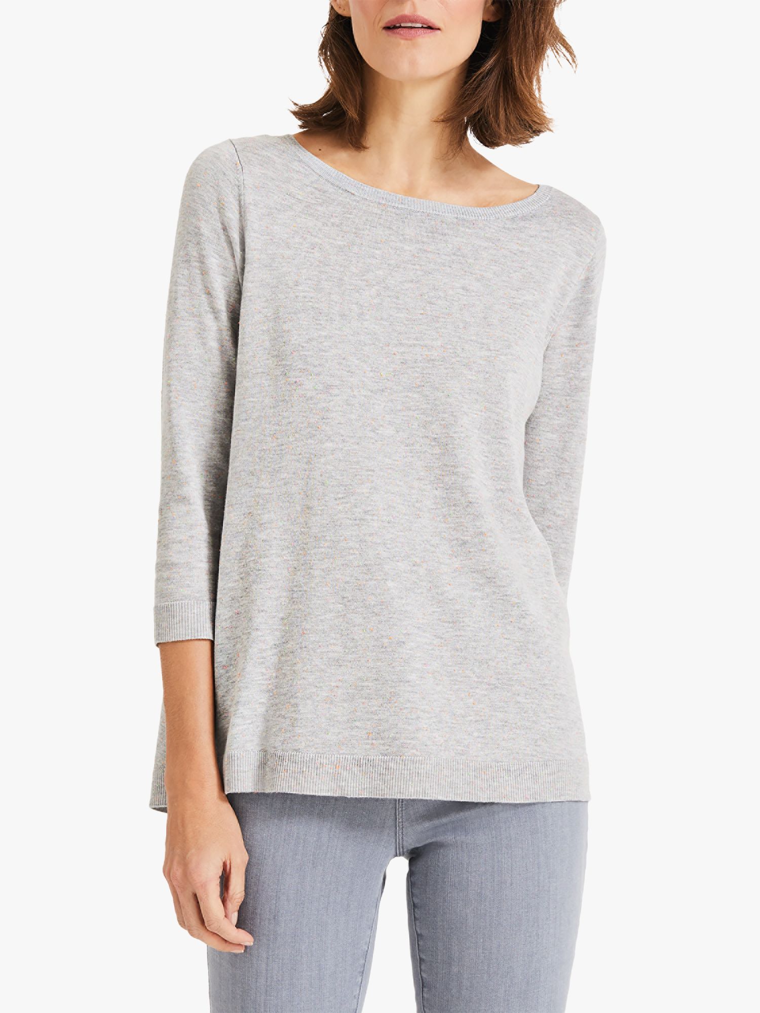 Phase Eight Terza Fleck Knitted Jumper, Grey Marl