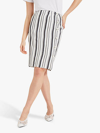 Phase Eight Dinah Stripe A-Line Skirt, Ivory/Blue