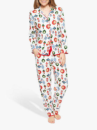 Cyberjammies Belle Christmas Bauble Pyjama Set, White/Red