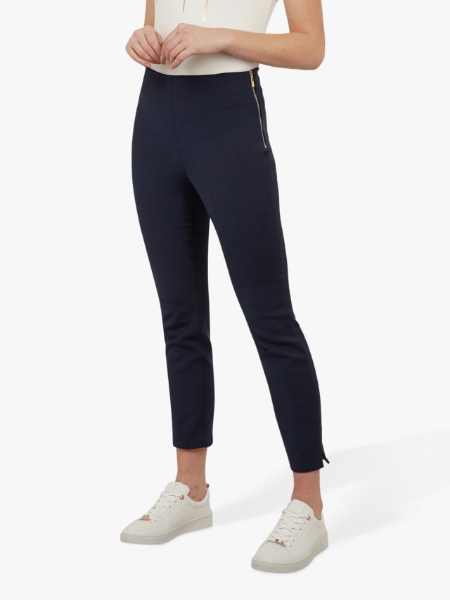 Navy side sales zip trousers