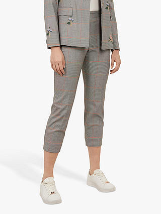 Ted Baker Darceyt Cropped Check Trousers, Light Grey