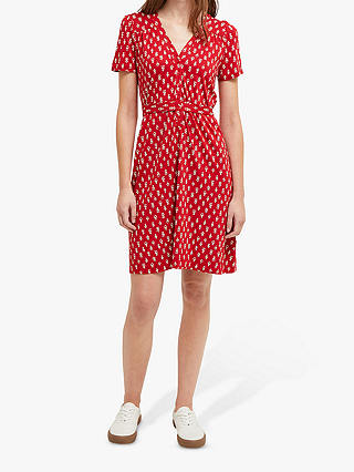 French Connection Rossne Dress, Cranberry/White