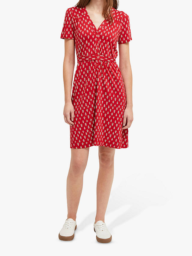French Connection Rossne Dress, Cranberry/White