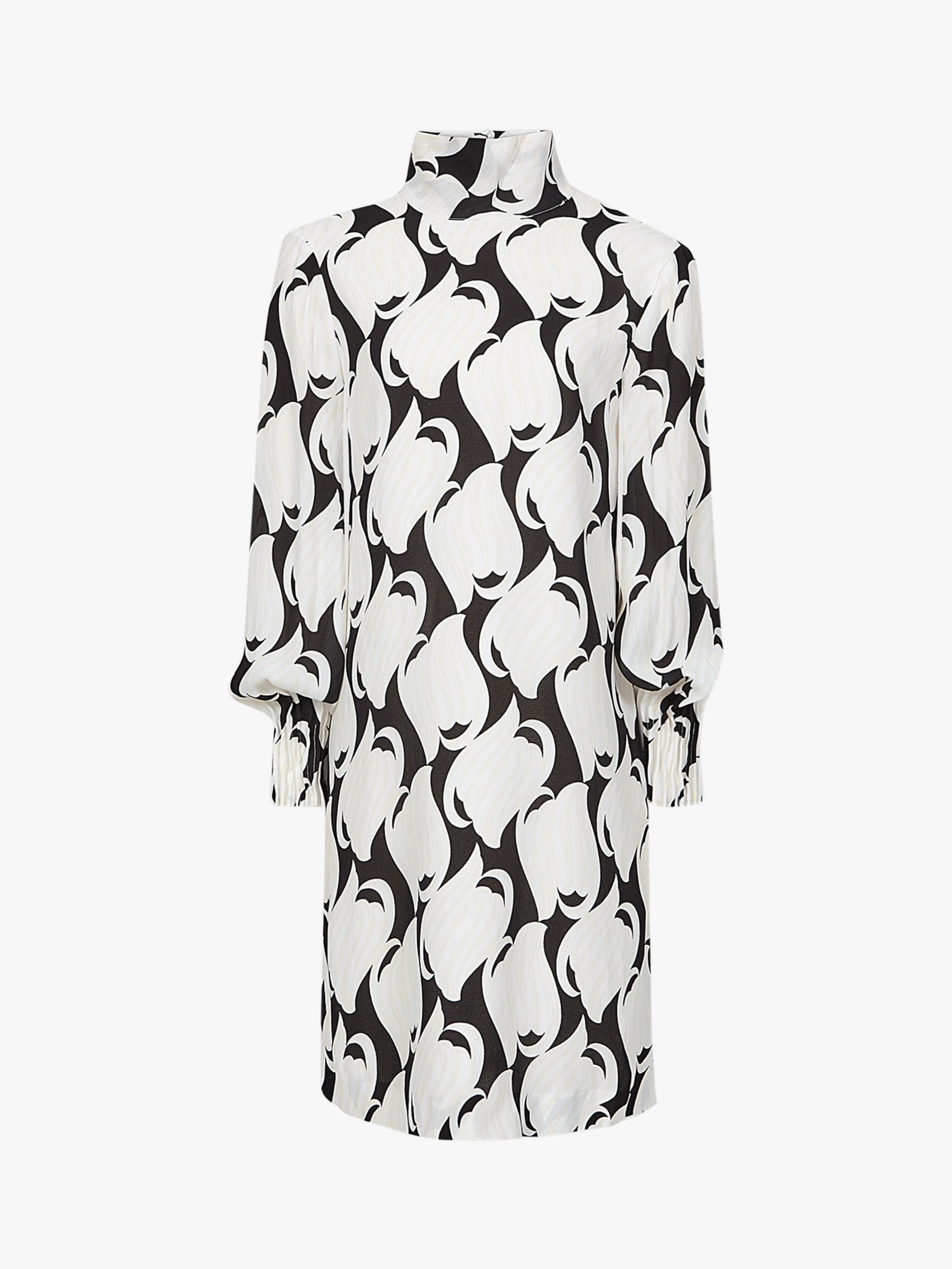 Reiss Azzura Swirl Printed Shift Dress, Black/White