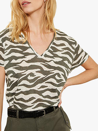 Mint Velvet Linen Zebra Print T-Shirt