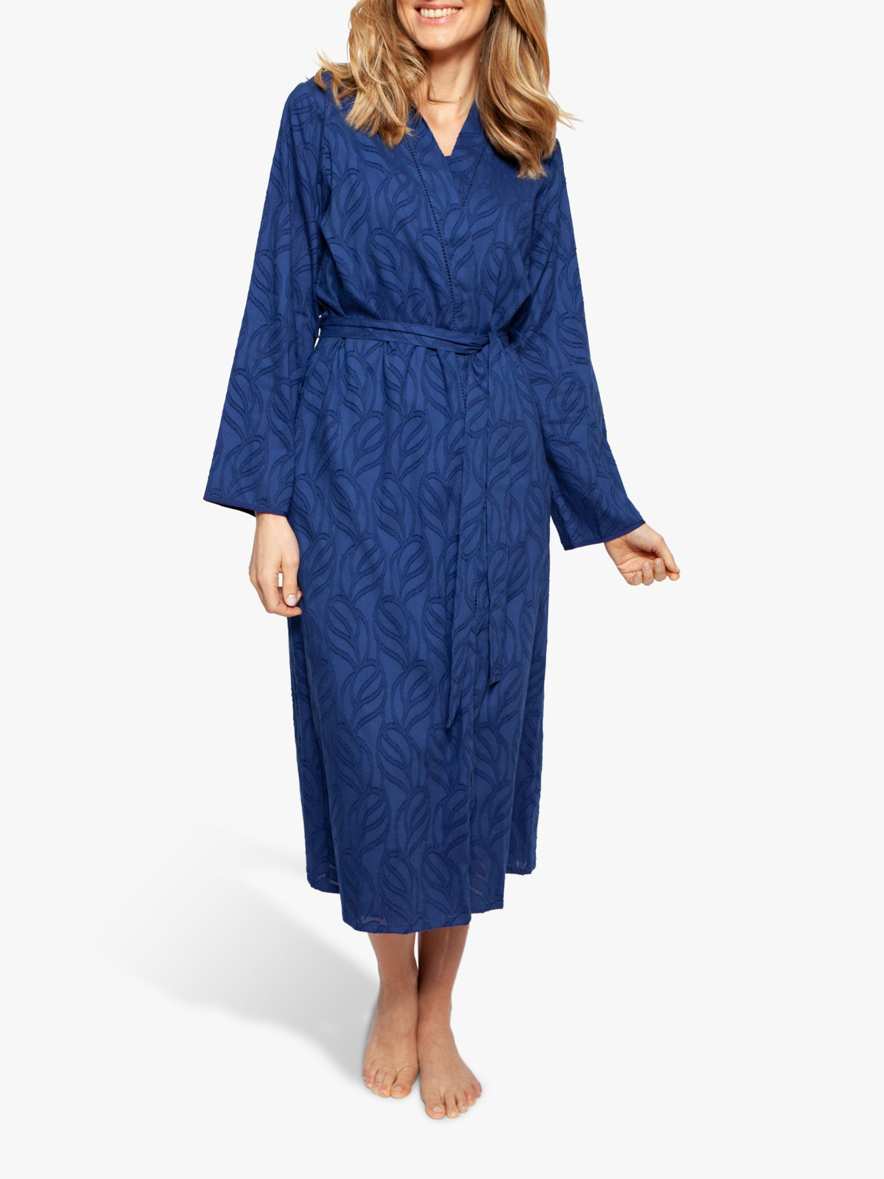 Nora Rose by Cyberjammies Thea Burnout Cotton Dressing Gown, Navy