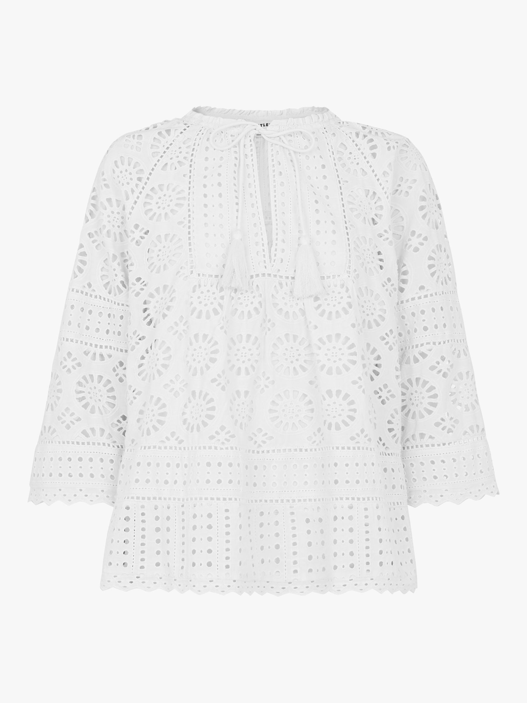 Whistles Maggie Broderie Blouse, White at John Lewis & Partners