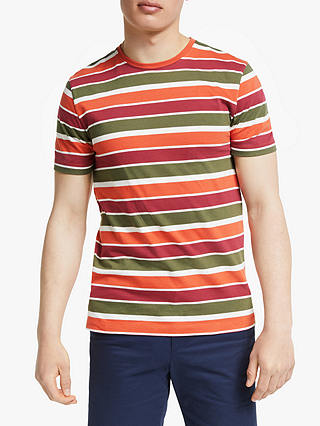 John Lewis & Partners Payton Stripe Cotton T-Shirt, Orange