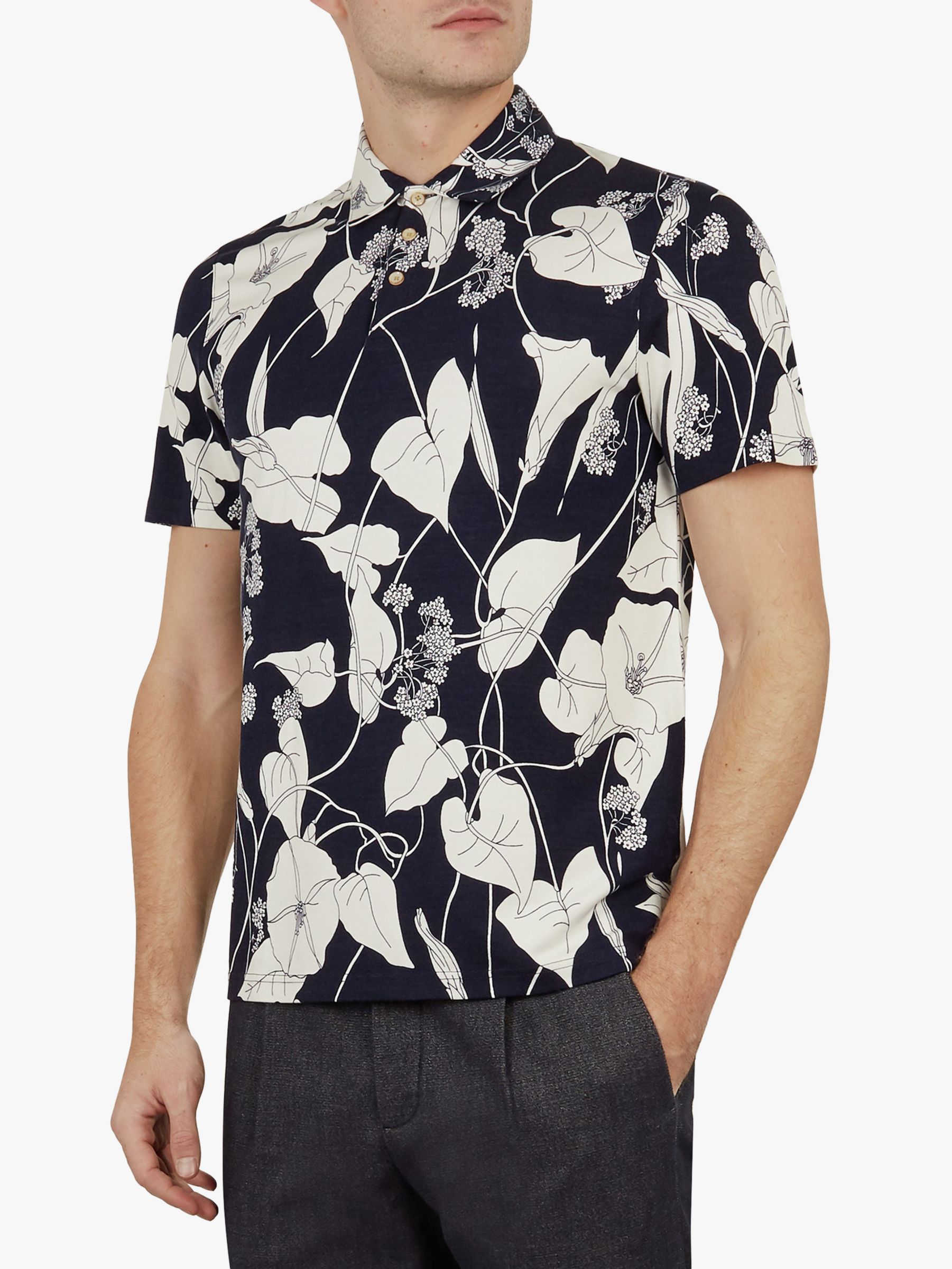 Ted Baker Willow Floral Print Polo Shirt at John Lewis & Partners
