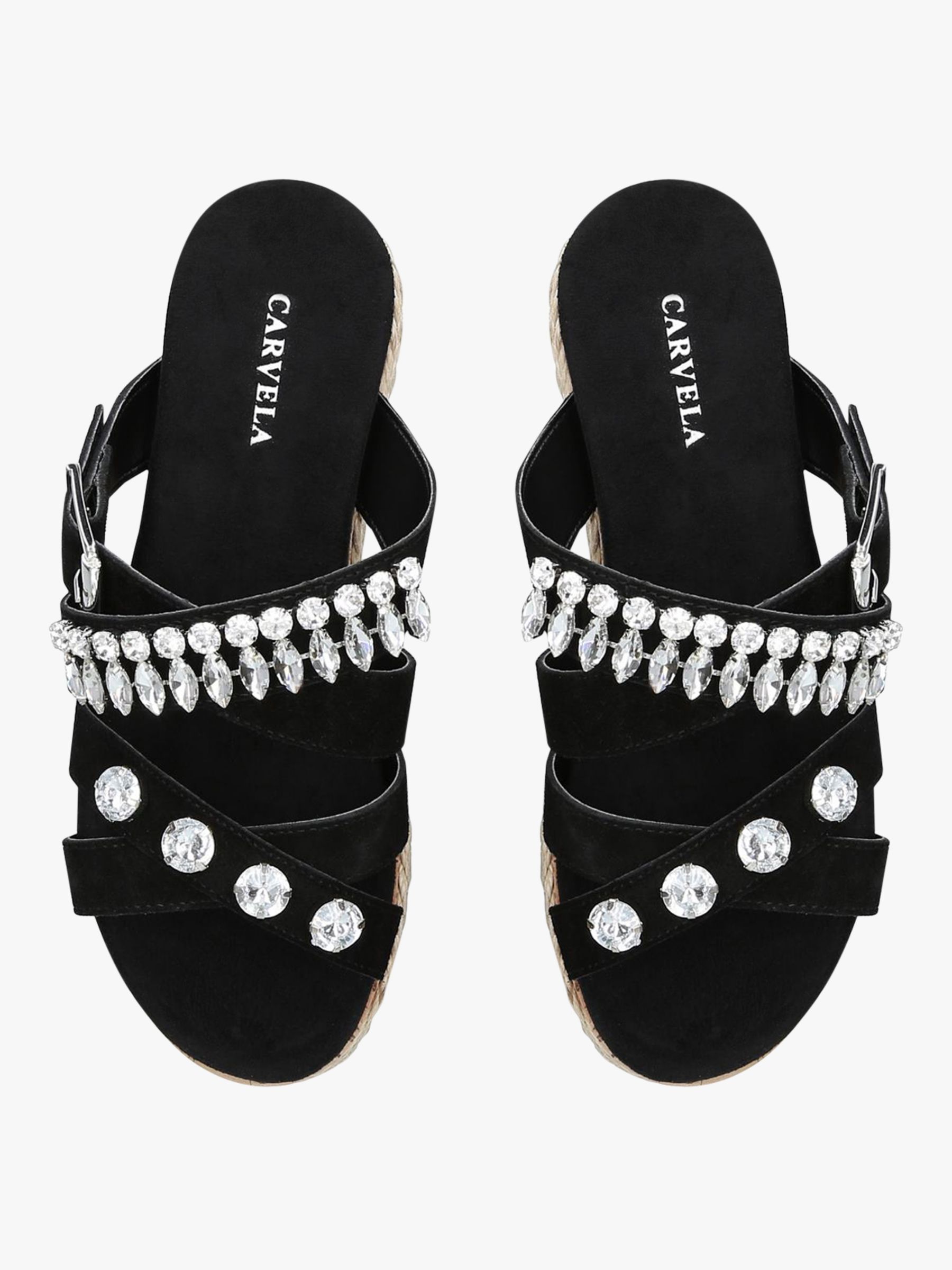 Carvela Katherine Suede Flatform Slider Sandals, Black