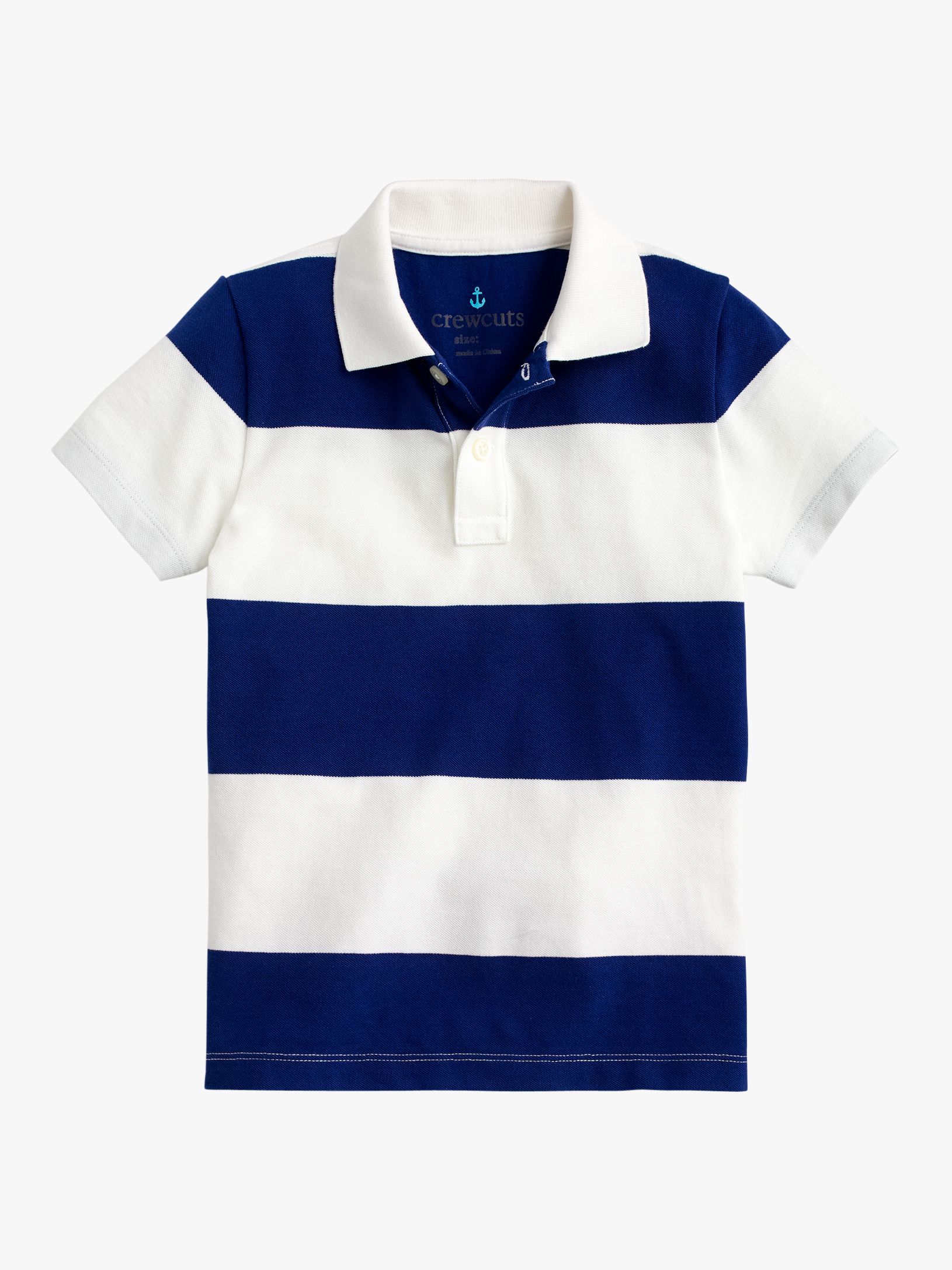 crewcuts by J.Crew Boys' Rugby Stripe Polo Shirt, Ivory/Blue