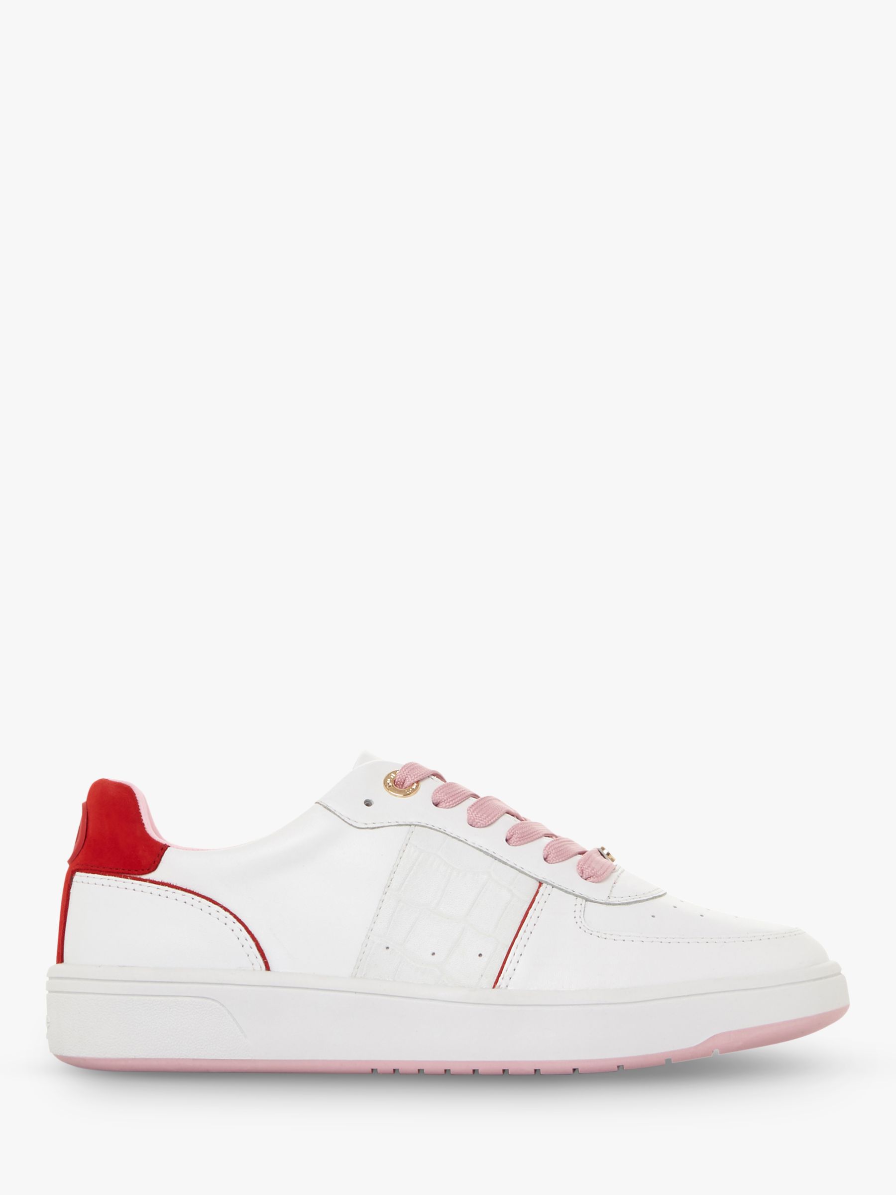 Dune Empress Low Top Trainers, White Leather