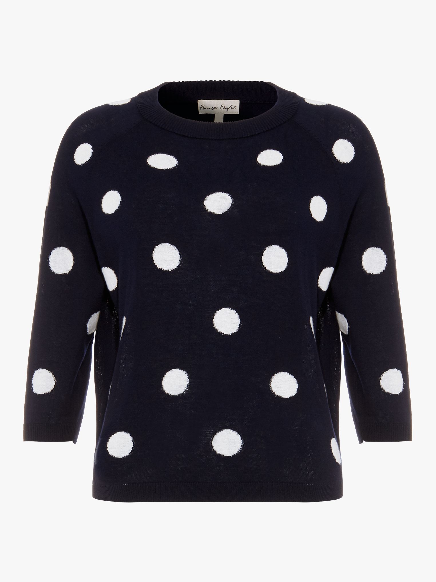 Phase Eight Shante Textured Spot Jumper, Navy at John Lewis & Partners