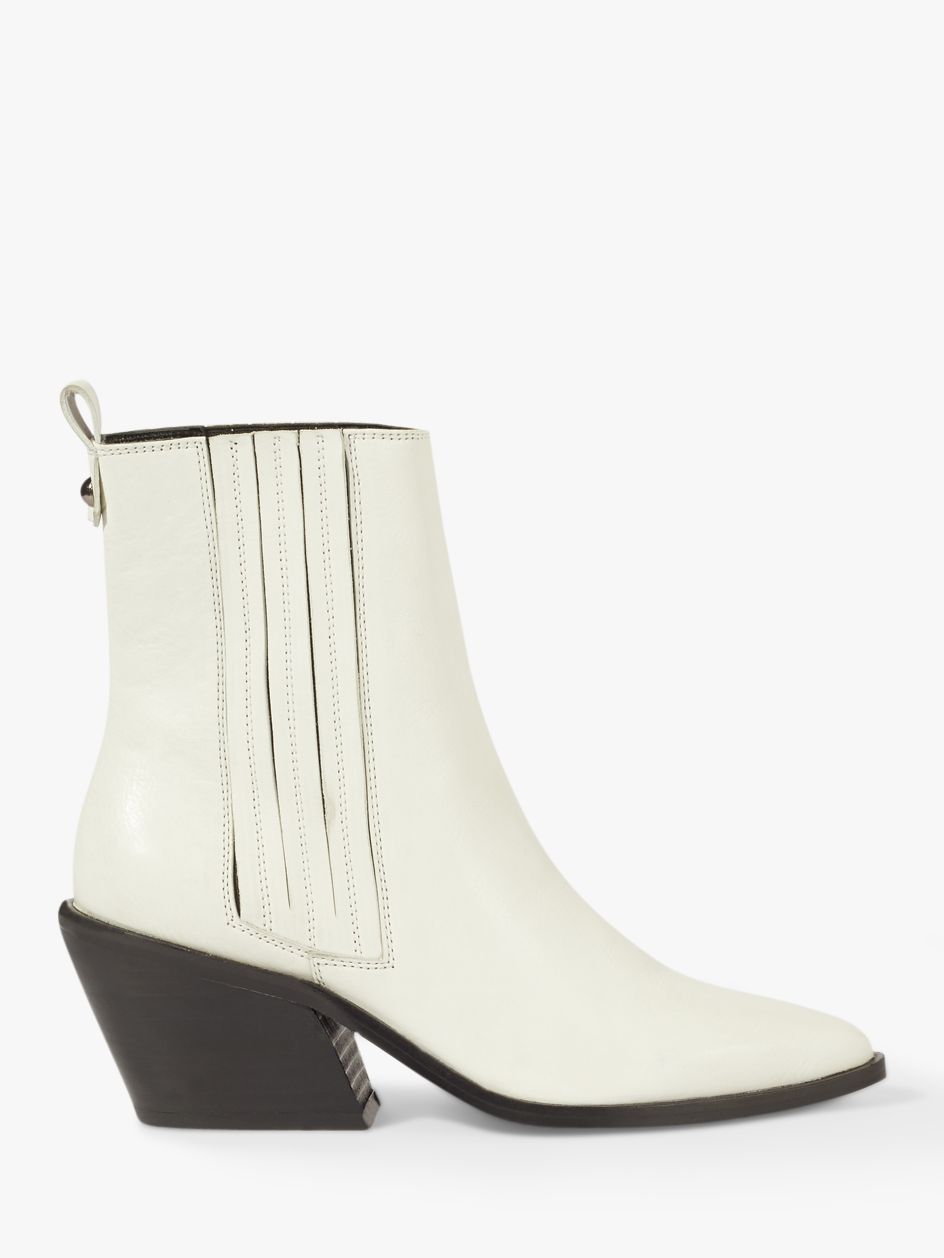 Jigsaw Heath Cowboy Ankle Boots, White Leather