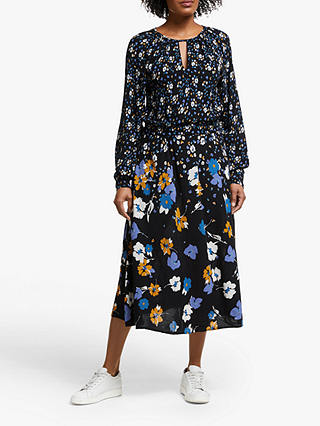 Collection WEEKEND by John Lewis Alexandra Floral Midi Dress, Black/Multi