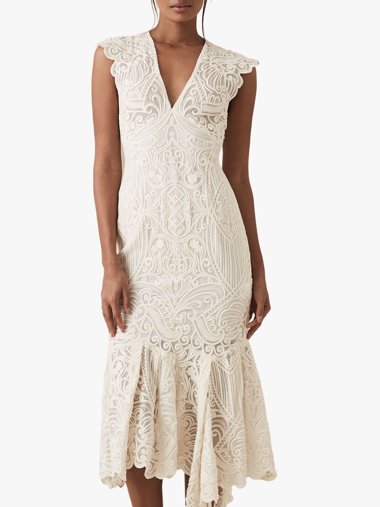 neutral lace dress