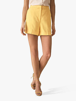 Reiss Haya Slub Shorts, Yellow