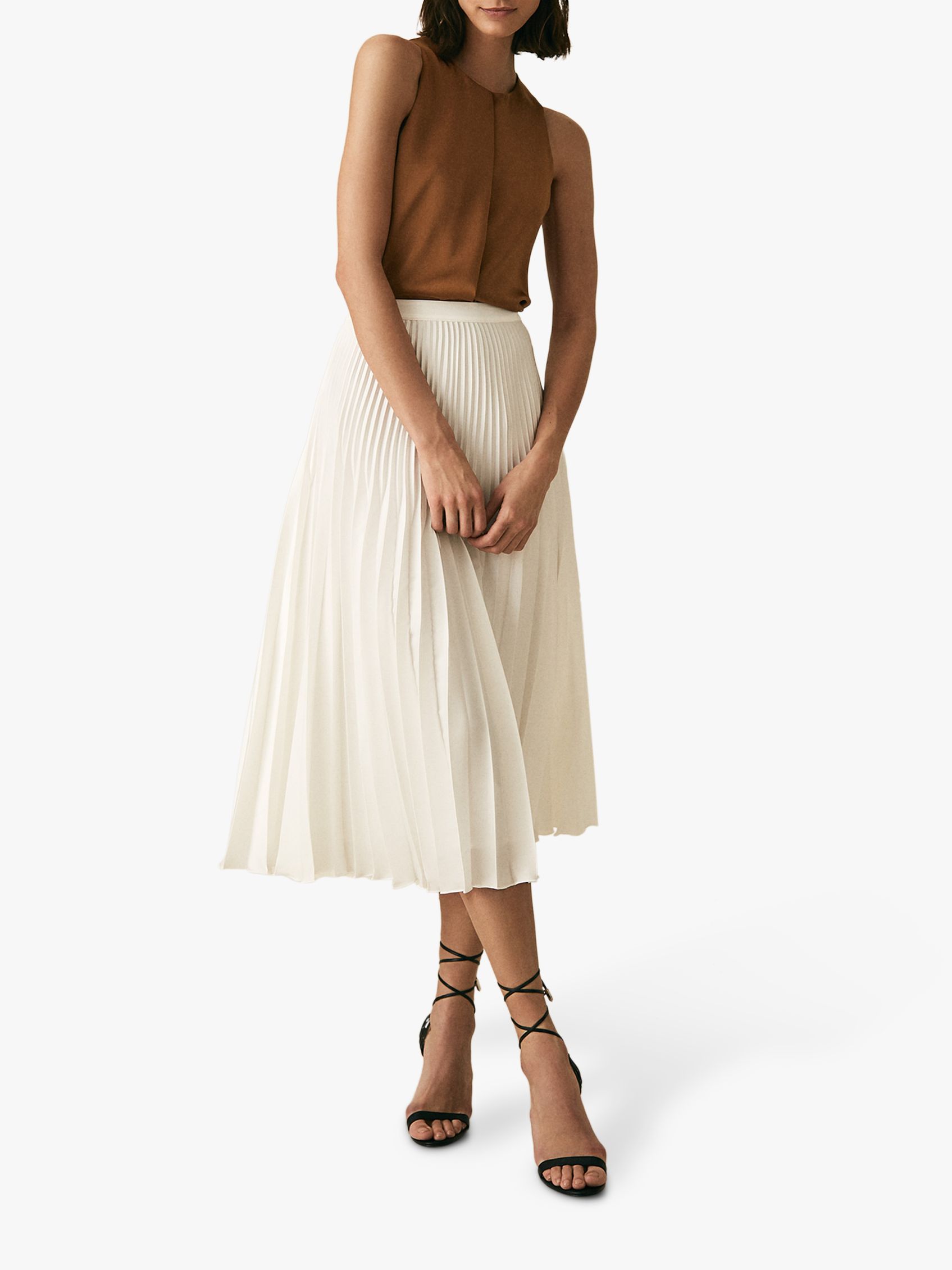 reiss white pleated skirt