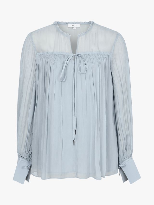 Reiss Marino Smock Blouse, Pale Blue, 6