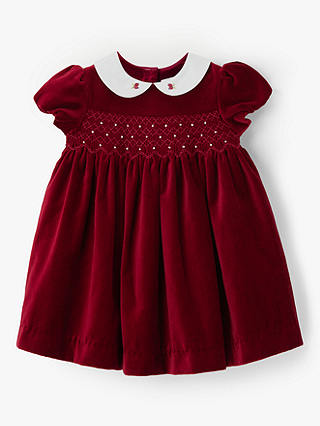 John Lewis & Partners Heirloom Collection Baby Velvet Dress, Red